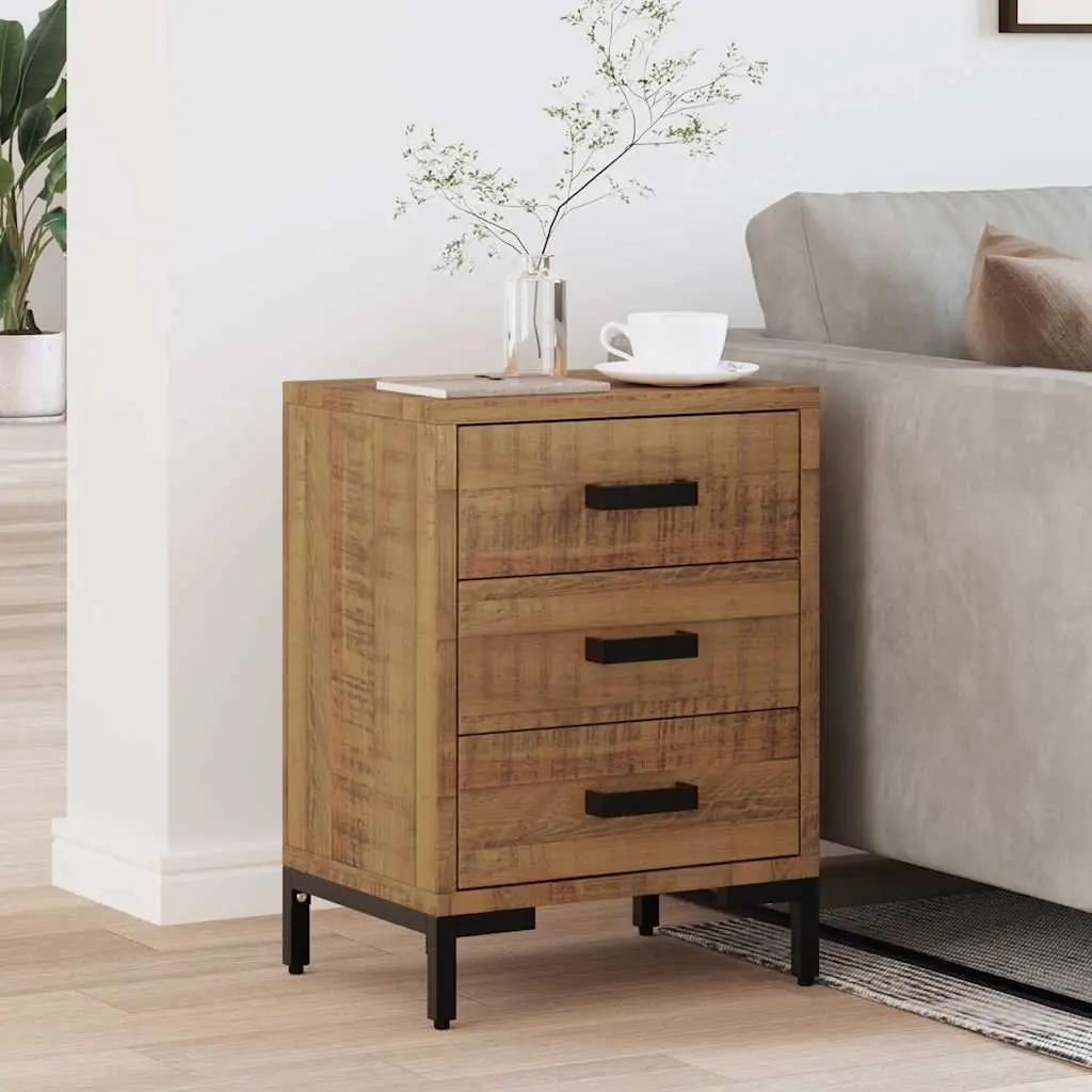 Solid Pinewood Bedside Cabinet with Vintage Style
