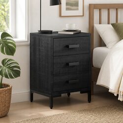 Black Bedside Cabinet with Drawers - 40x30x55 cm