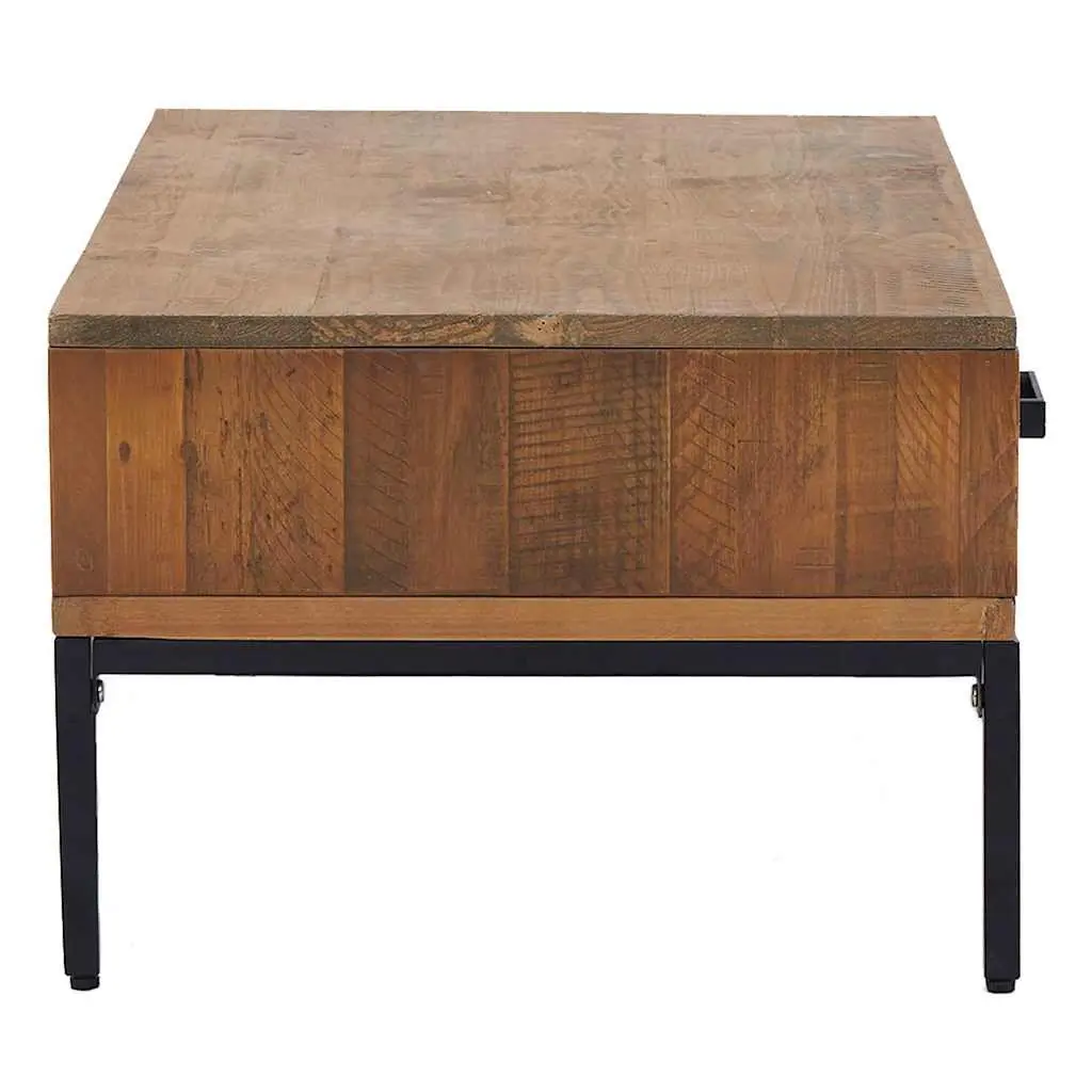 Wooden Coffee Table with Storage Drawer and Open Shelf