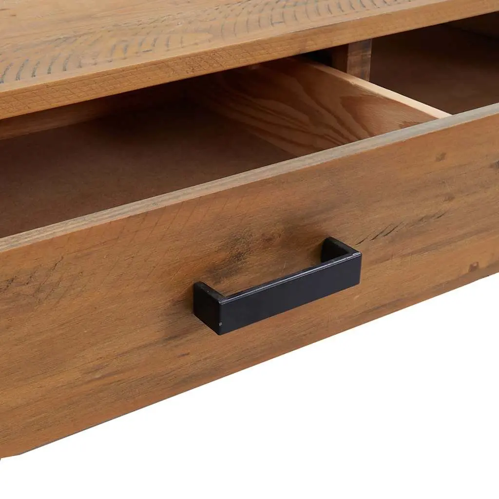 Wooden Coffee Table with Storage Drawer and Open Shelf