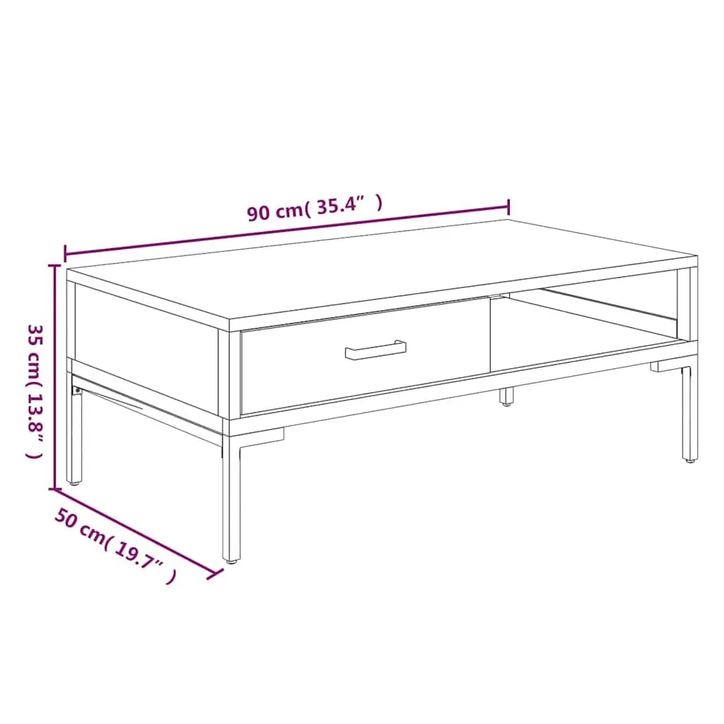 Wooden Coffee Table with Storage Drawer and Open Shelf