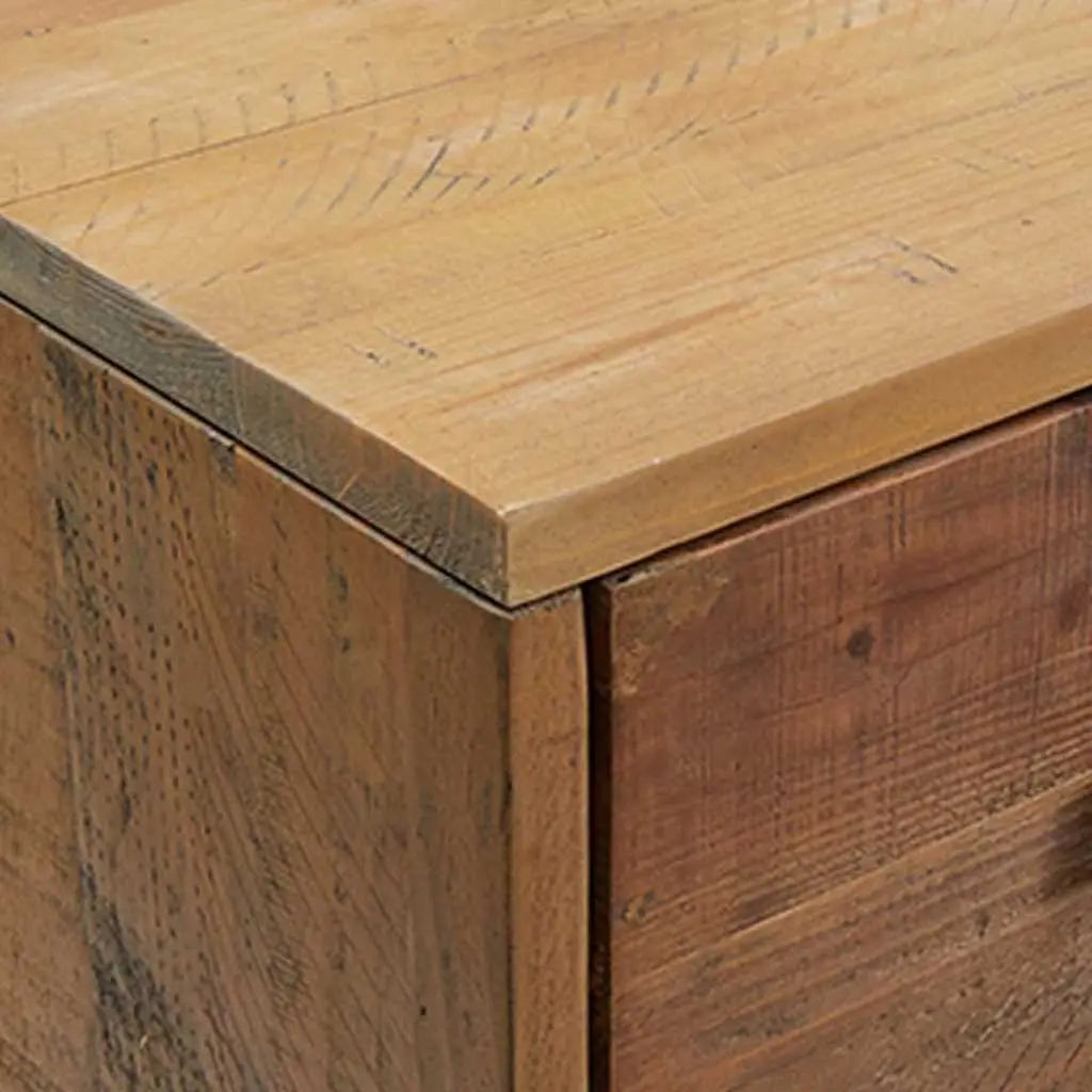 Solid Pinewood Shoe Rack with 2 Drawers, 75x40x110 cm