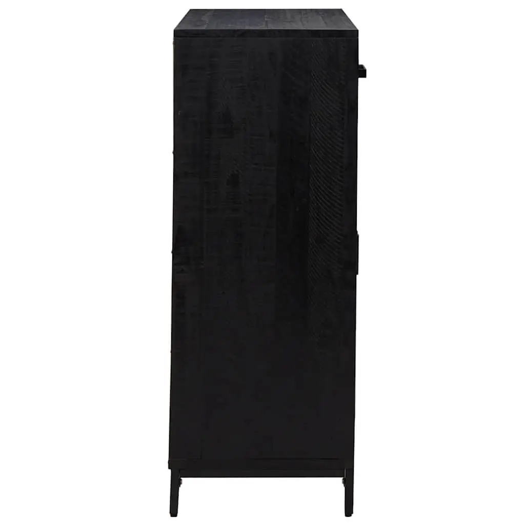 Shoe Rack Solid Pinewood 75x40x110 cm Black with 2 Drawers and 2 Compartments