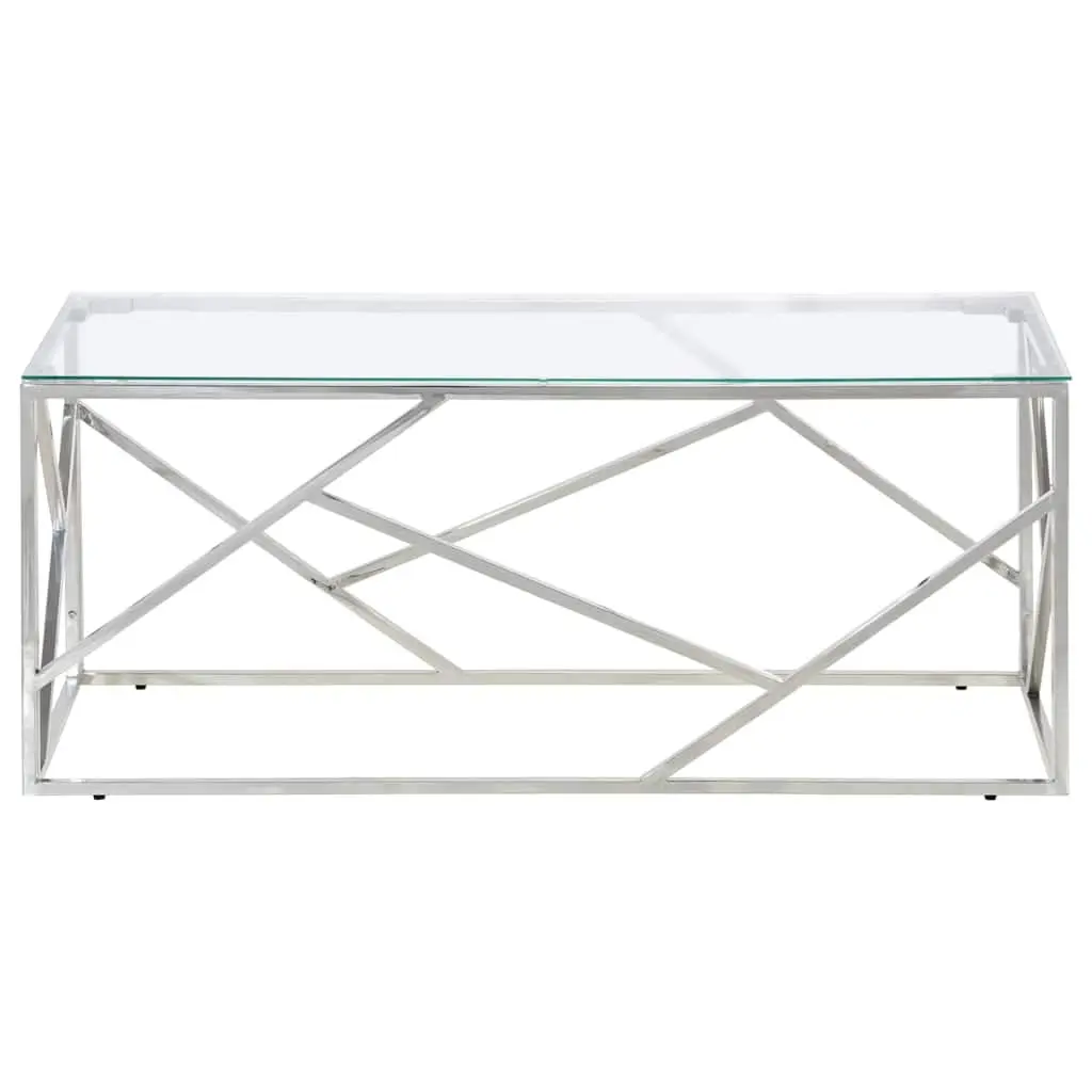 Coffee Table with Tempered Glass and Stainless Steel Frame