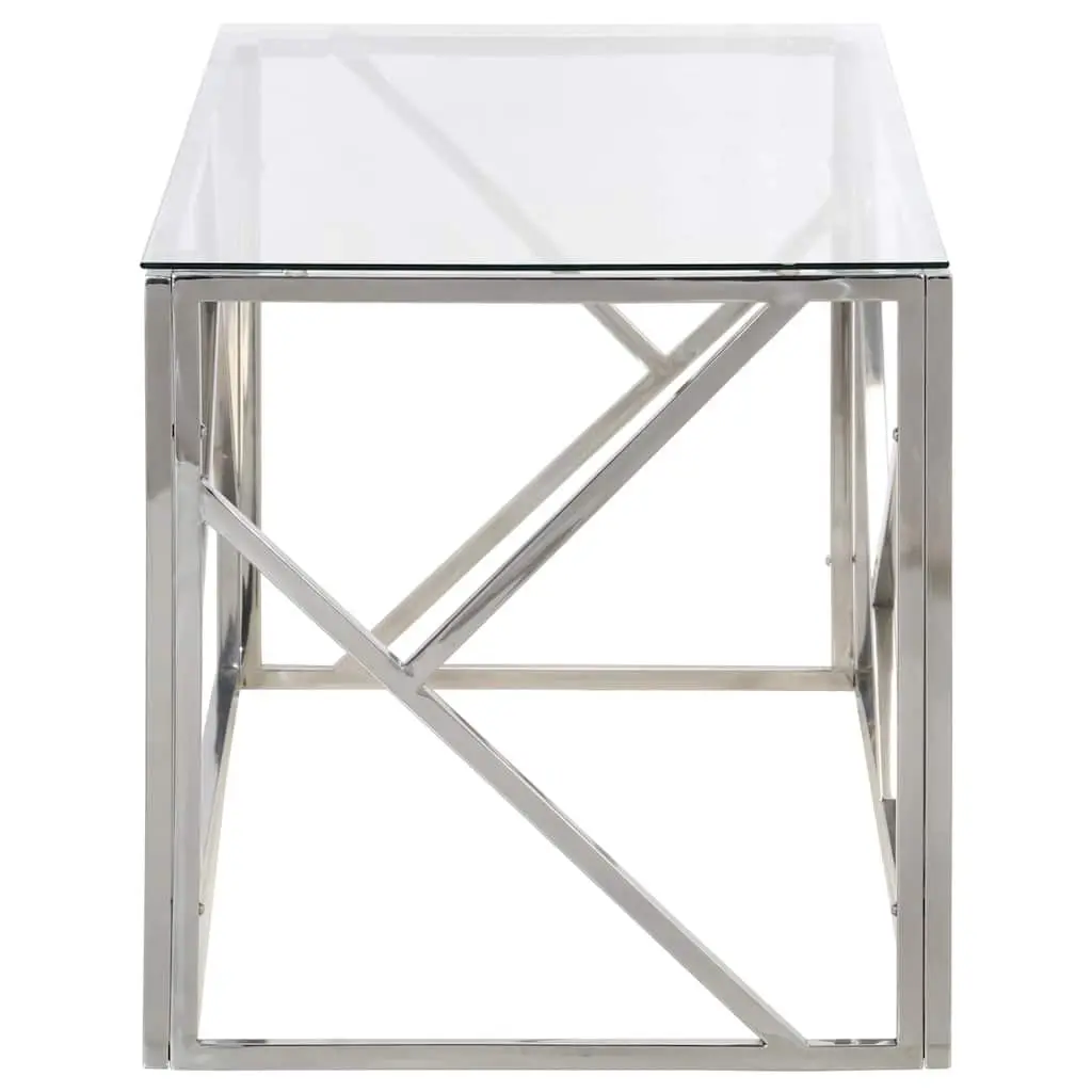 Coffee Table with Tempered Glass and Stainless Steel Frame