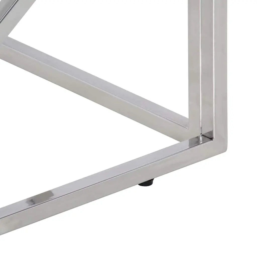 Coffee Table with Tempered Glass and Stainless Steel Frame