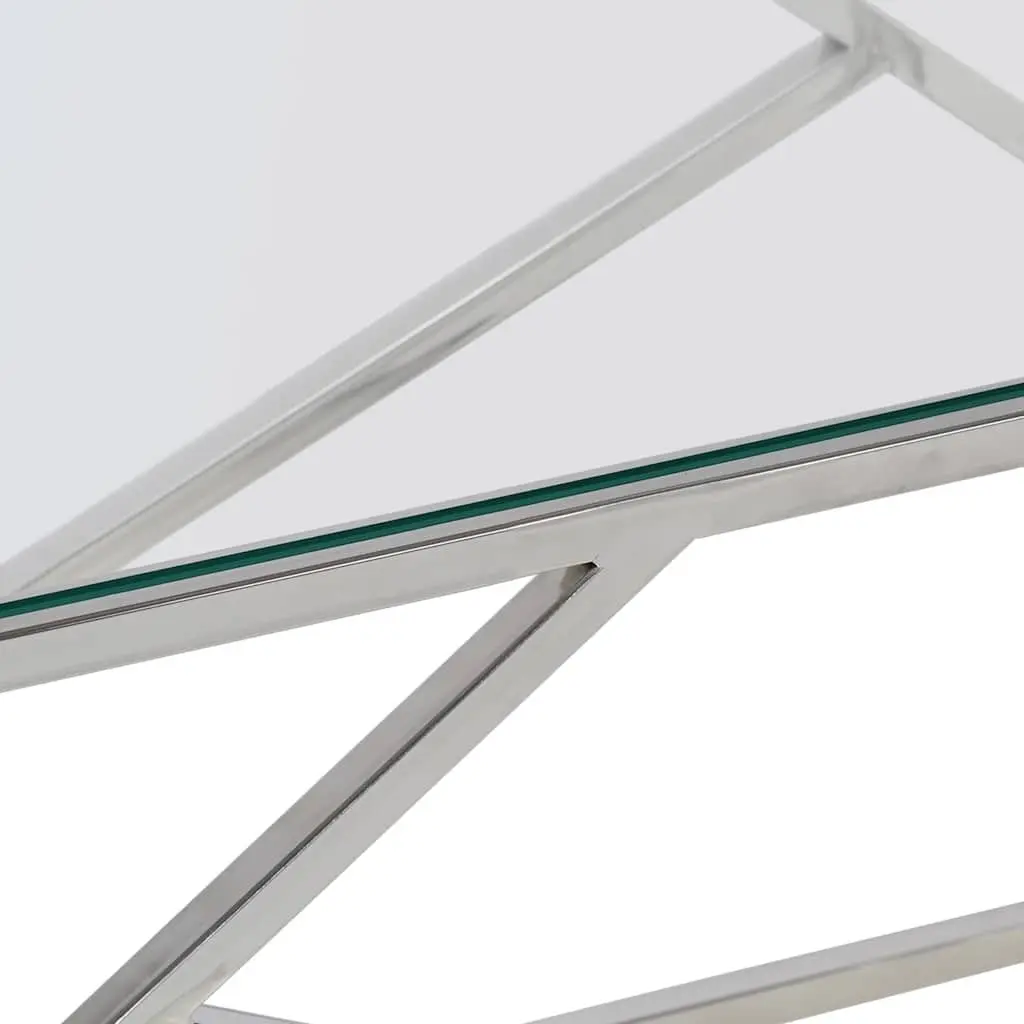 Coffee Table with Tempered Glass and Stainless Steel Frame