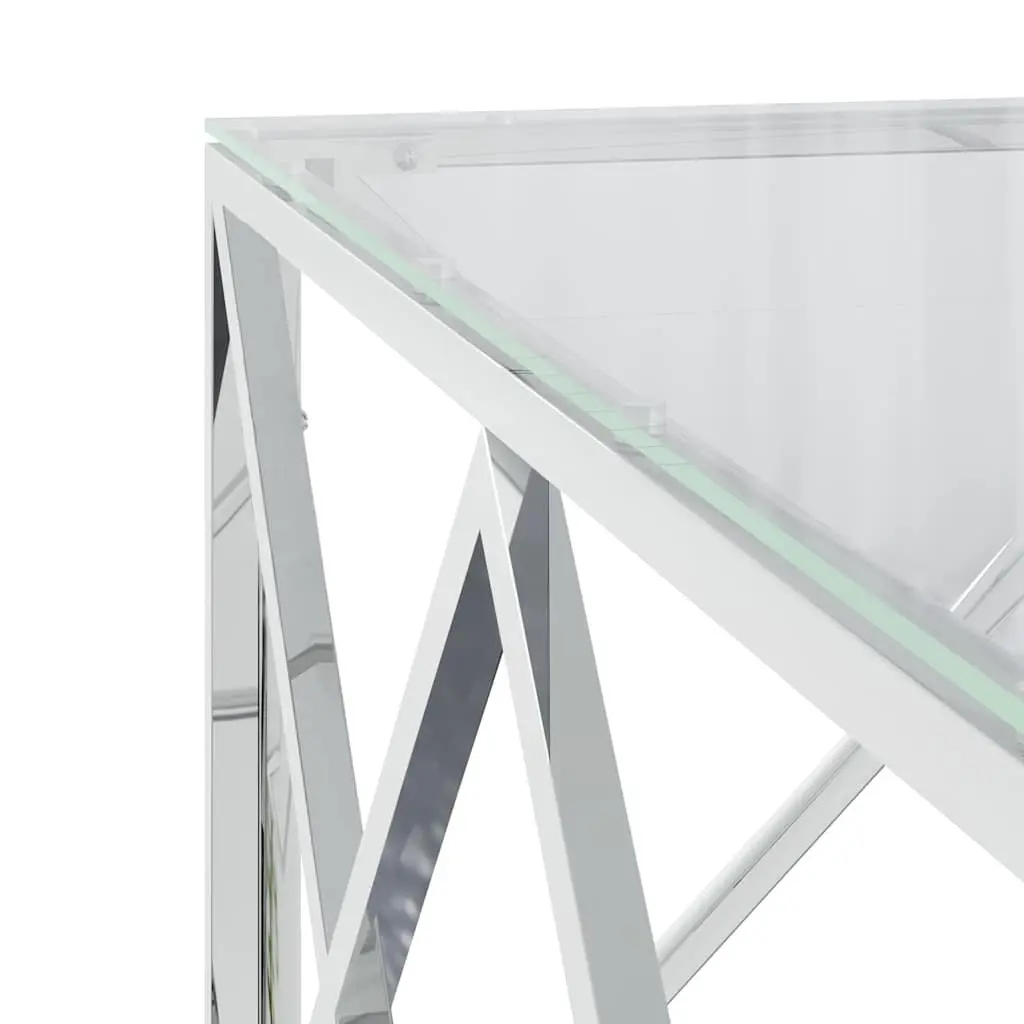 Coffee Table 80x80x40 cm Silver Glass Top Side End Living Room Furniture