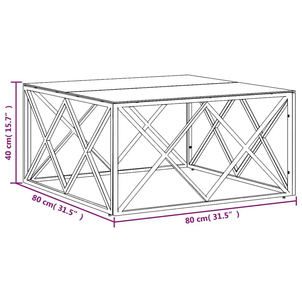 Coffee Table 80x80x40 cm Silver Glass Top Side End Living Room Furniture