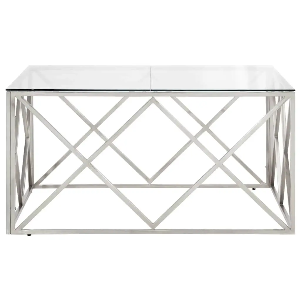Coffee Table with Tempered Glass Top and Steel Frame