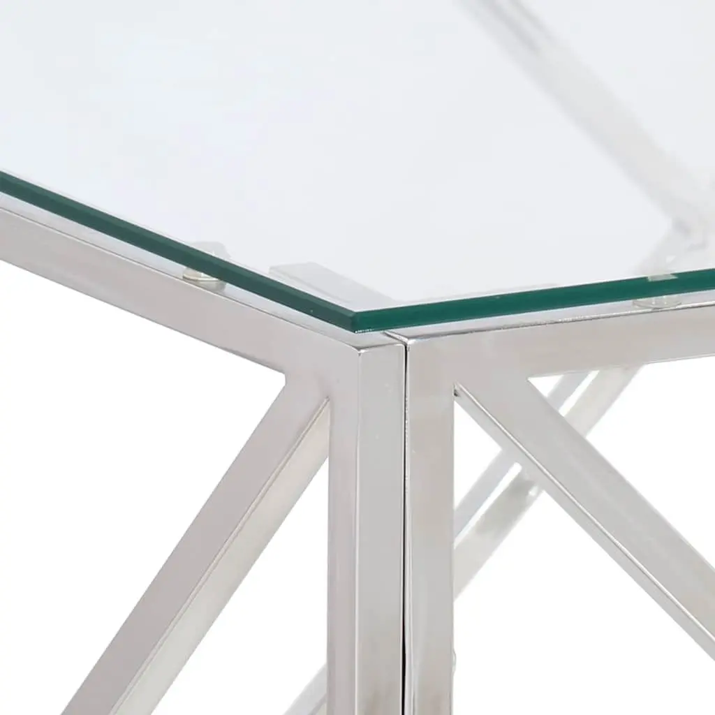 Coffee Table with Tempered Glass Top and Steel Frame