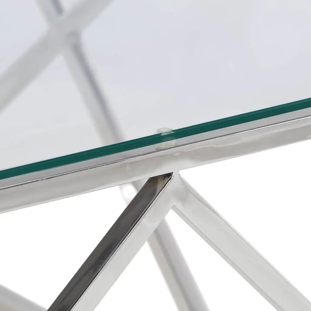 Coffee Table with Tempered Glass Top and Steel Frame