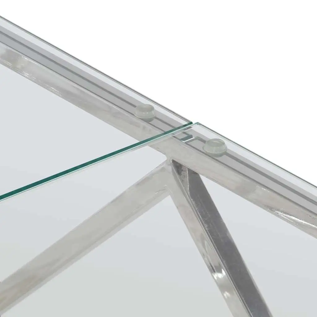 Coffee Table with Tempered Glass Top and Steel Frame