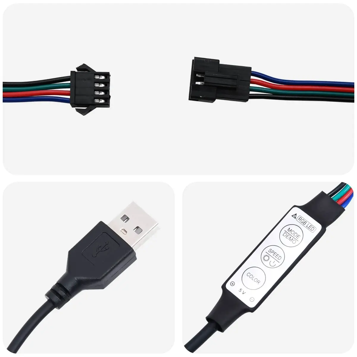 Black LED Strip Lights 180cm USB Powered