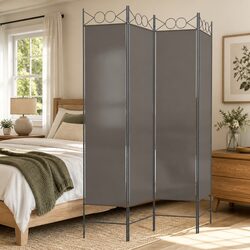 Durable 4-Panel Room Divider with Anthracite Fabric