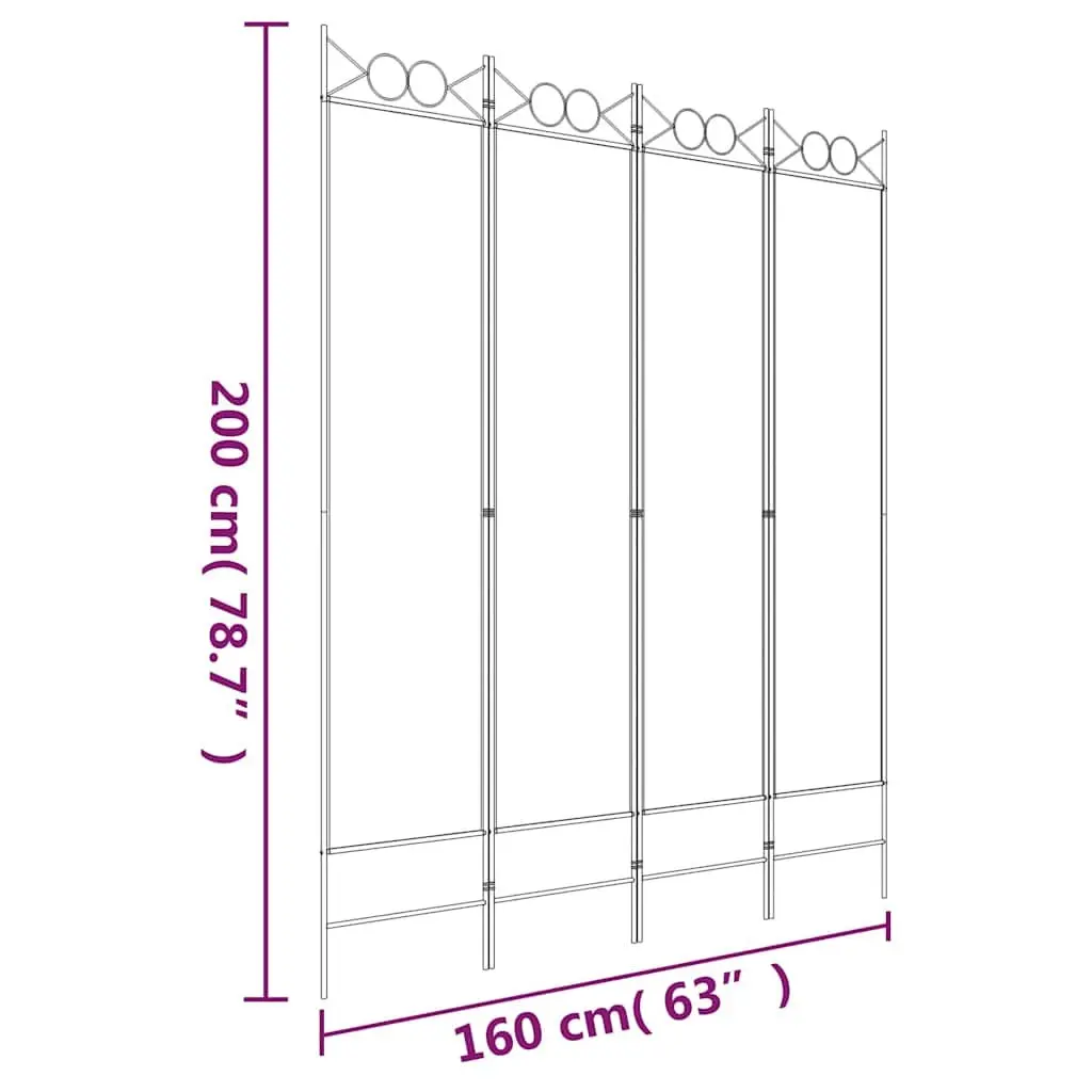 4-Panel Room Divider Screen for Privacy
