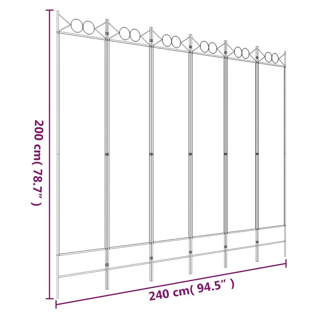 6-Panel Privacy Screen Partition Anthracite 240x200cm