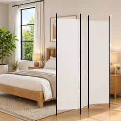 High-Quality 3-Panel Room Divider Screen - White