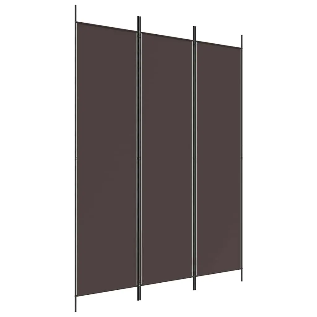 Brown Fabric 3-Panel Room Divider Screen 150x200cm