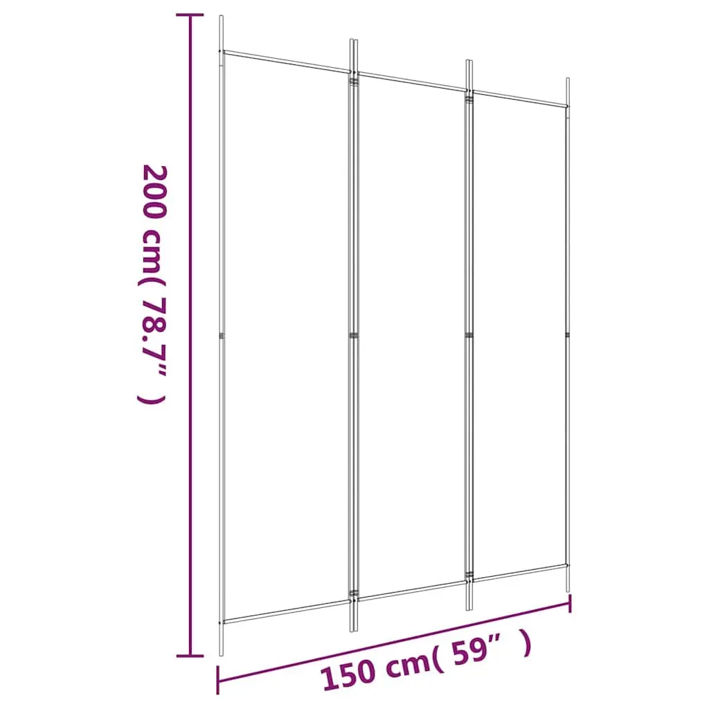 Brown Fabric 3-Panel Room Divider Screen 150x200cm