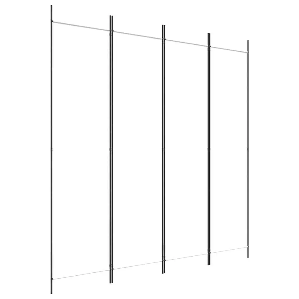 4-Panel White Fabric Room Divider Screen