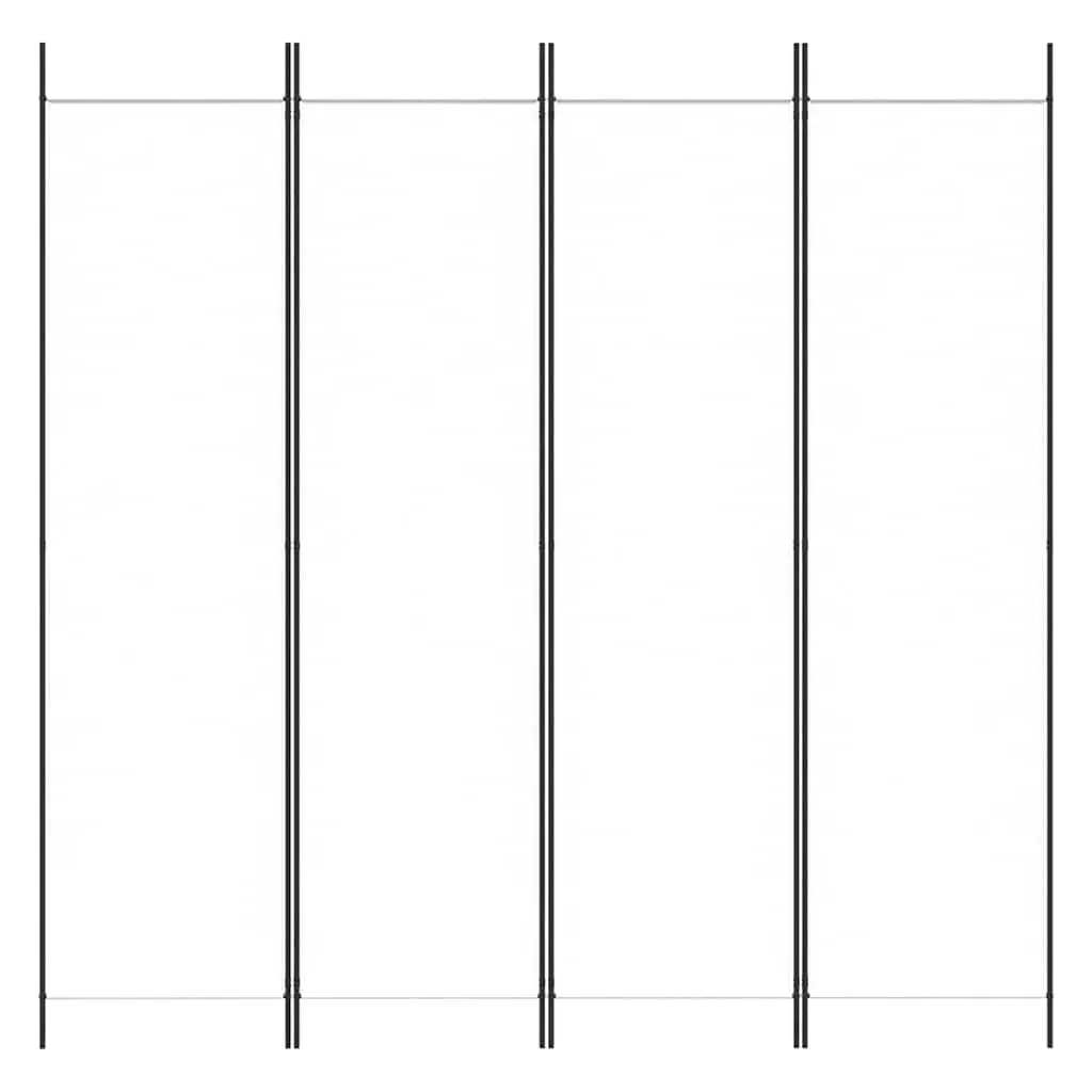 4-Panel White Fabric Room Divider Screen