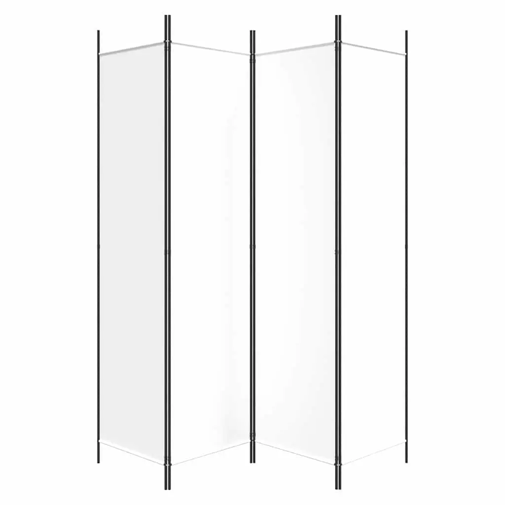 4-Panel White Fabric Room Divider Screen
