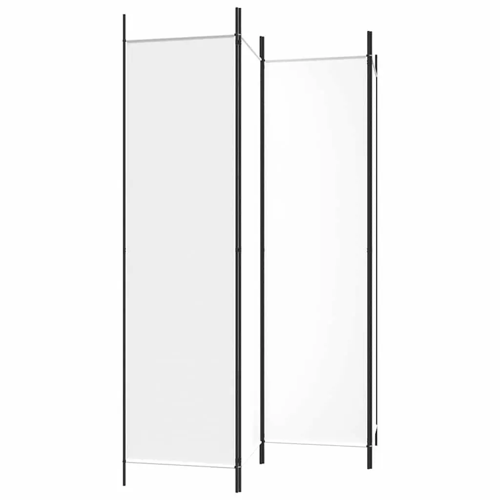 4-Panel White Fabric Room Divider Screen
