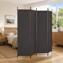 Quality 4-Panel Room Divider Screen in Brown Fabric