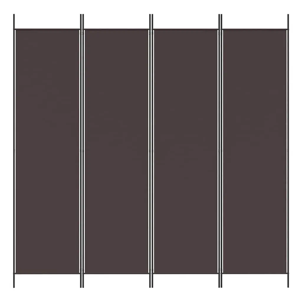 4-Panel Room Divider Screen in Brown Fabric