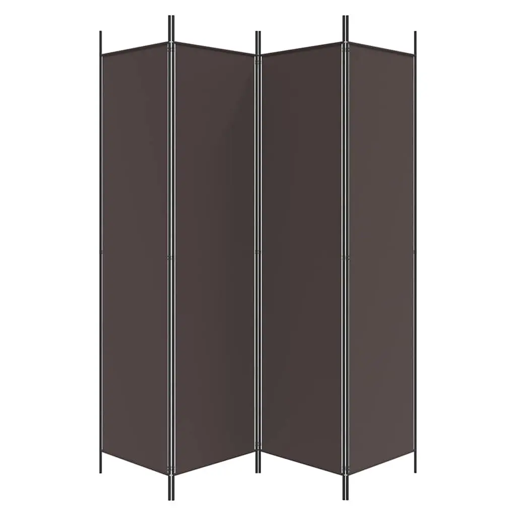 4-Panel Room Divider Screen in Brown Fabric