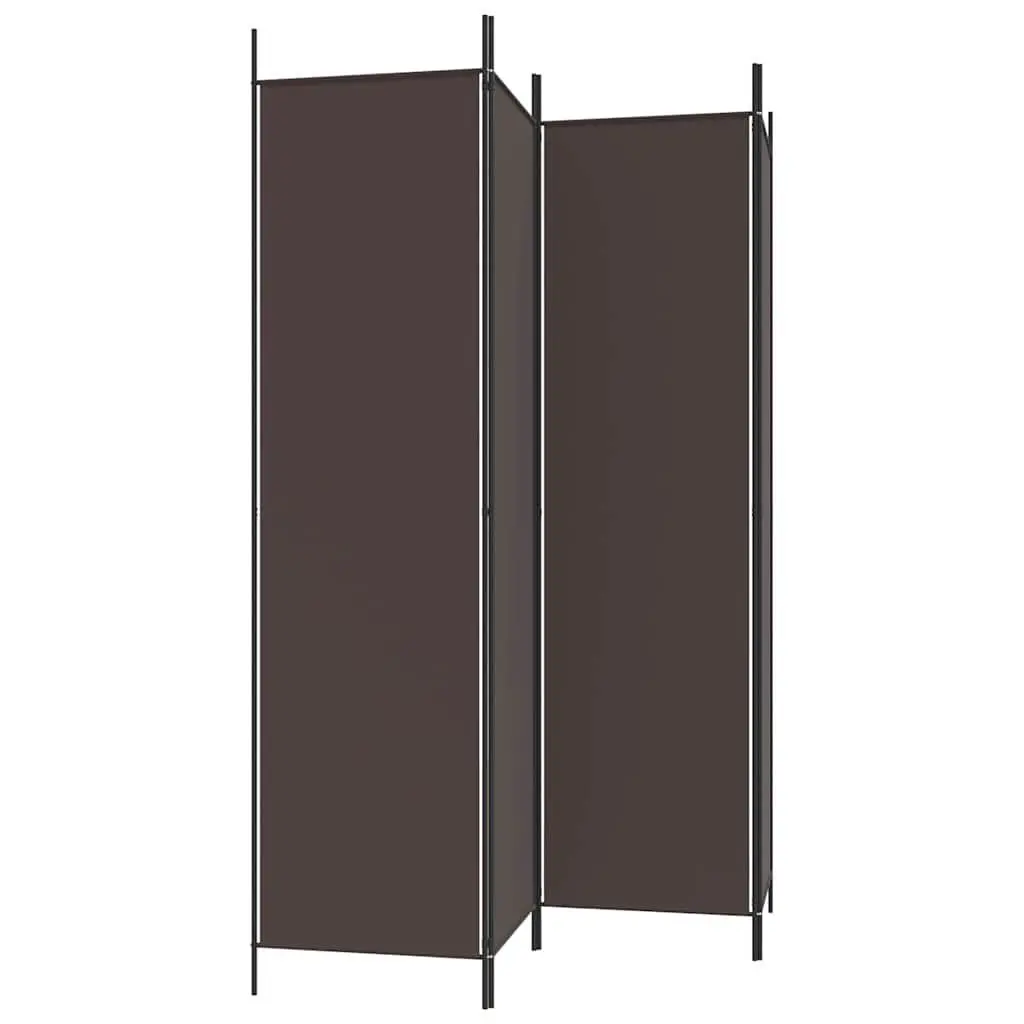 4-Panel Room Divider Screen in Brown Fabric