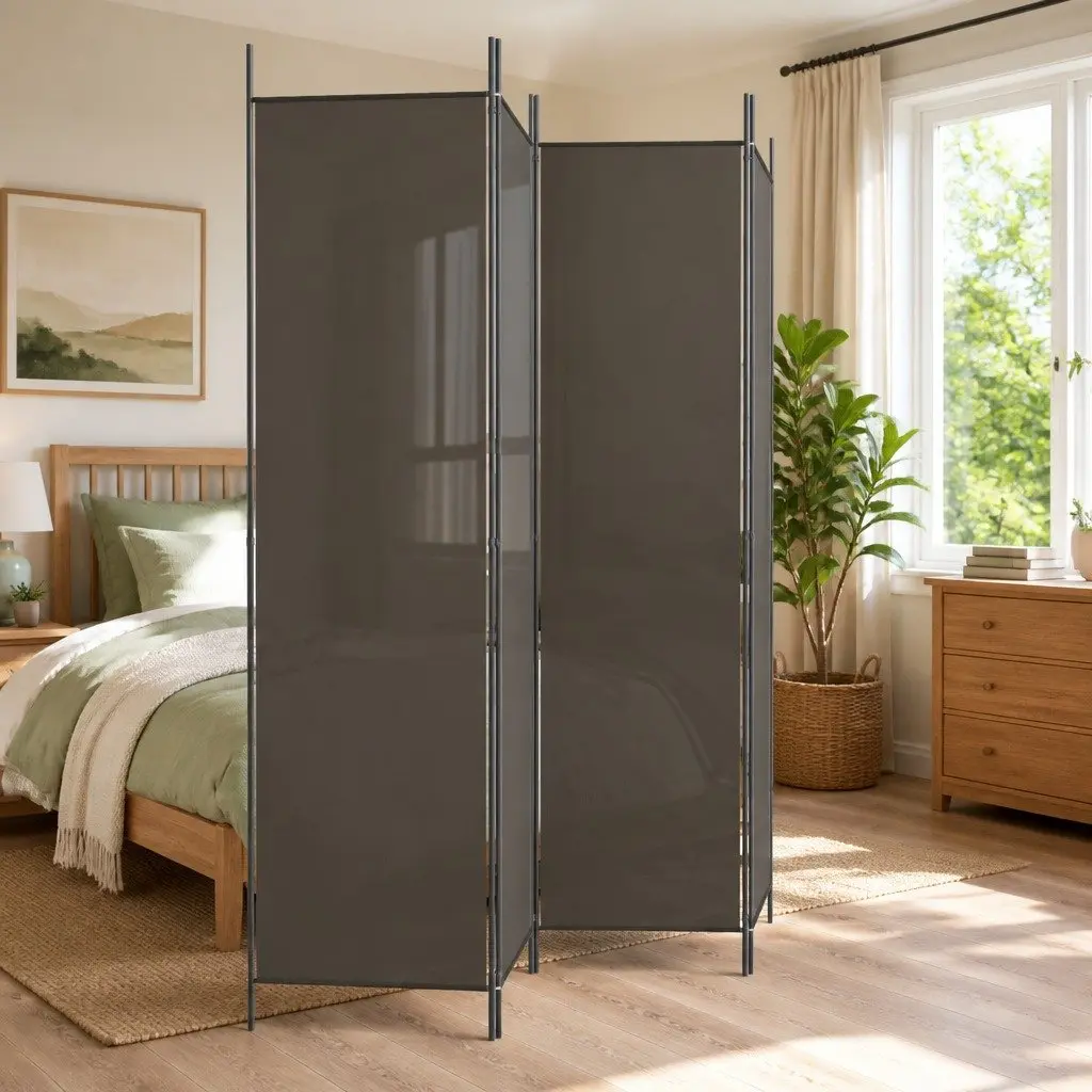 4-Panel Anthracite Room Divider Screen