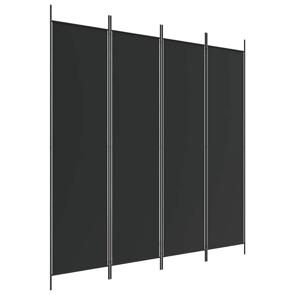 4-Panel Foldable Room Divider in Black Fabric