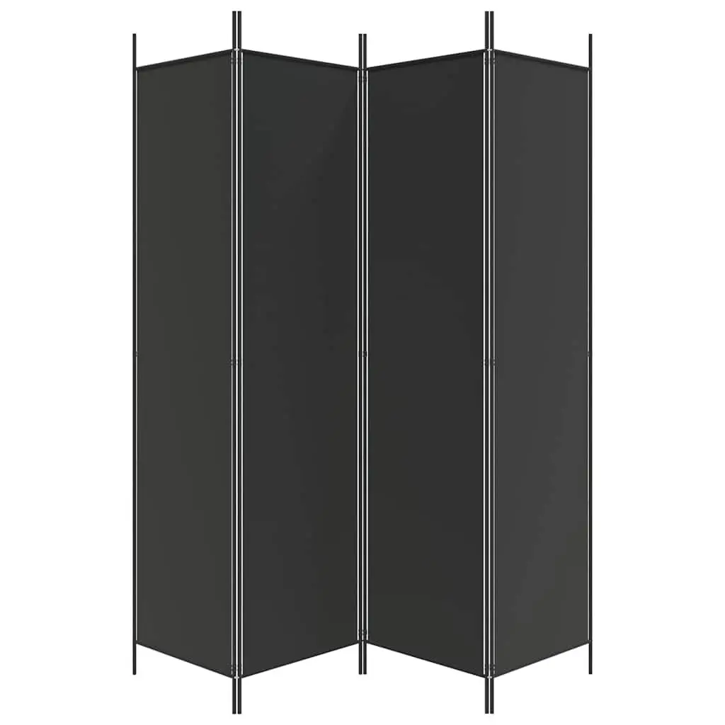 4-Panel Foldable Room Divider in Black Fabric