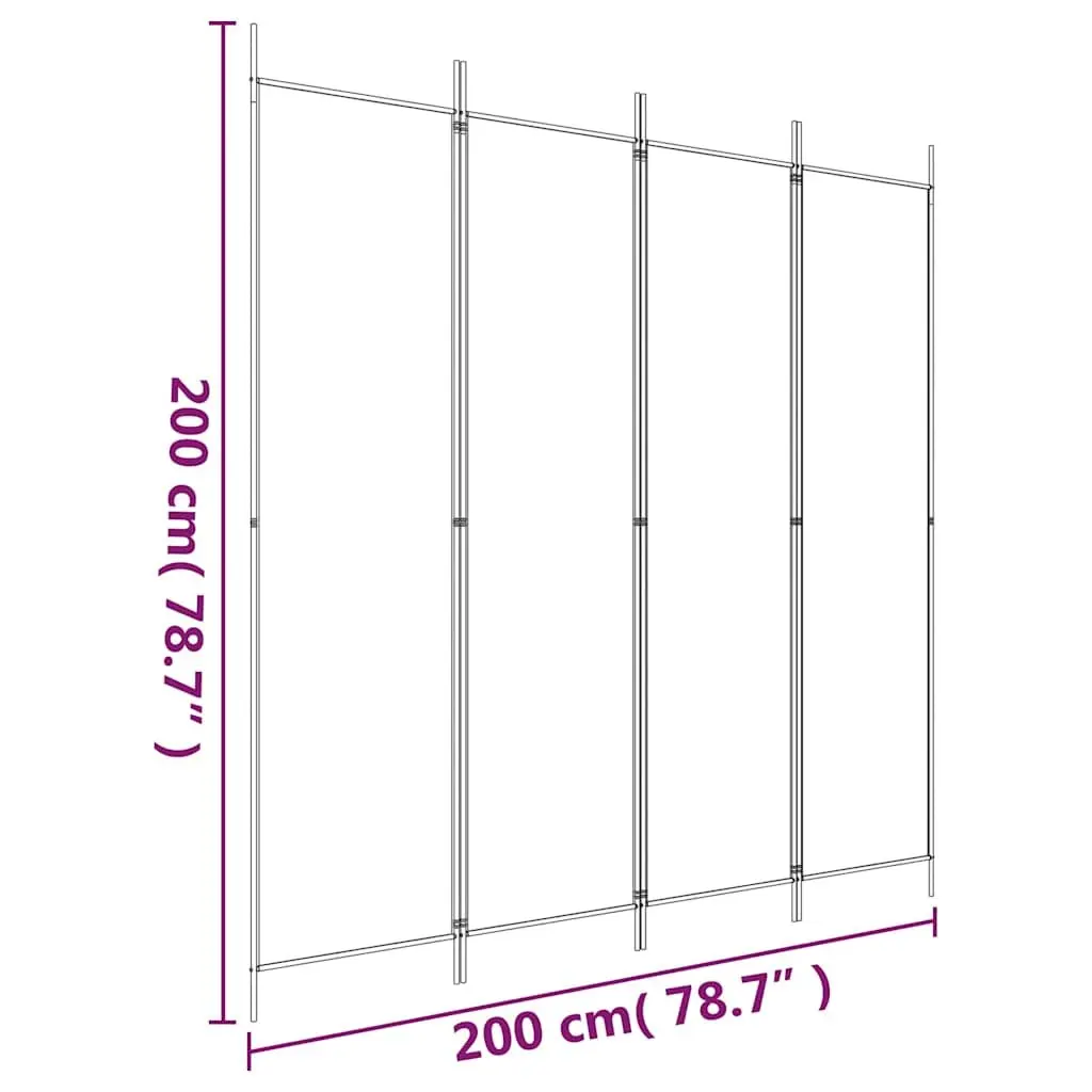 4-Panel Foldable Room Divider in Black Fabric
