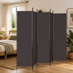 Sturdy Brown 5-Panel Folding Room Divider Screen for Privacy