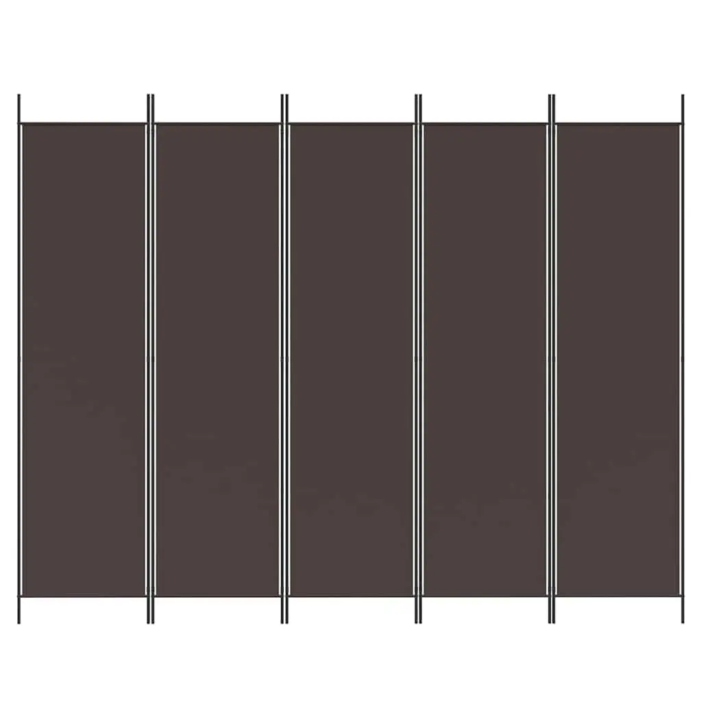 Brown 5-Panel Folding Room Divider Screen for Privacy