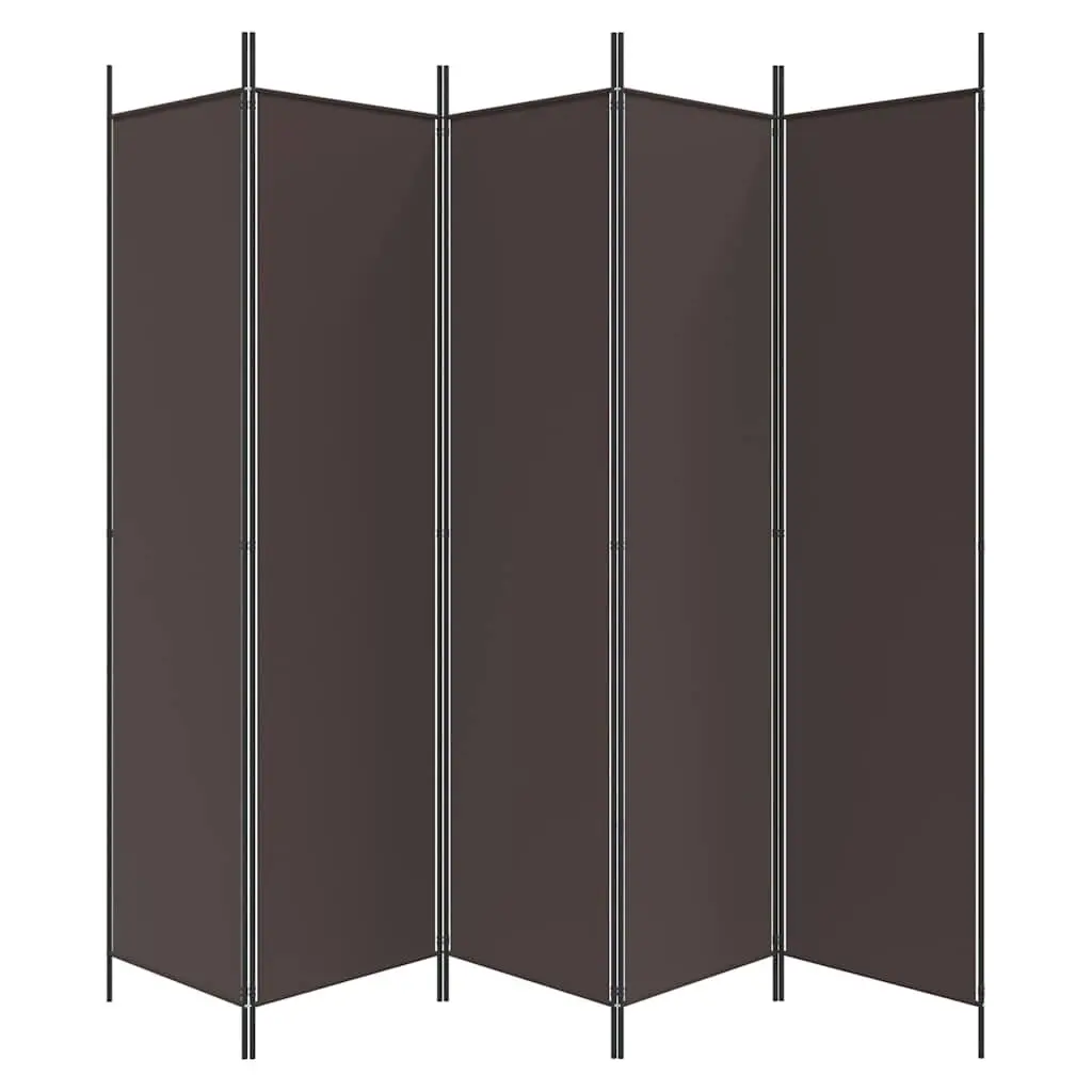 Brown 5-Panel Folding Room Divider Screen for Privacy
