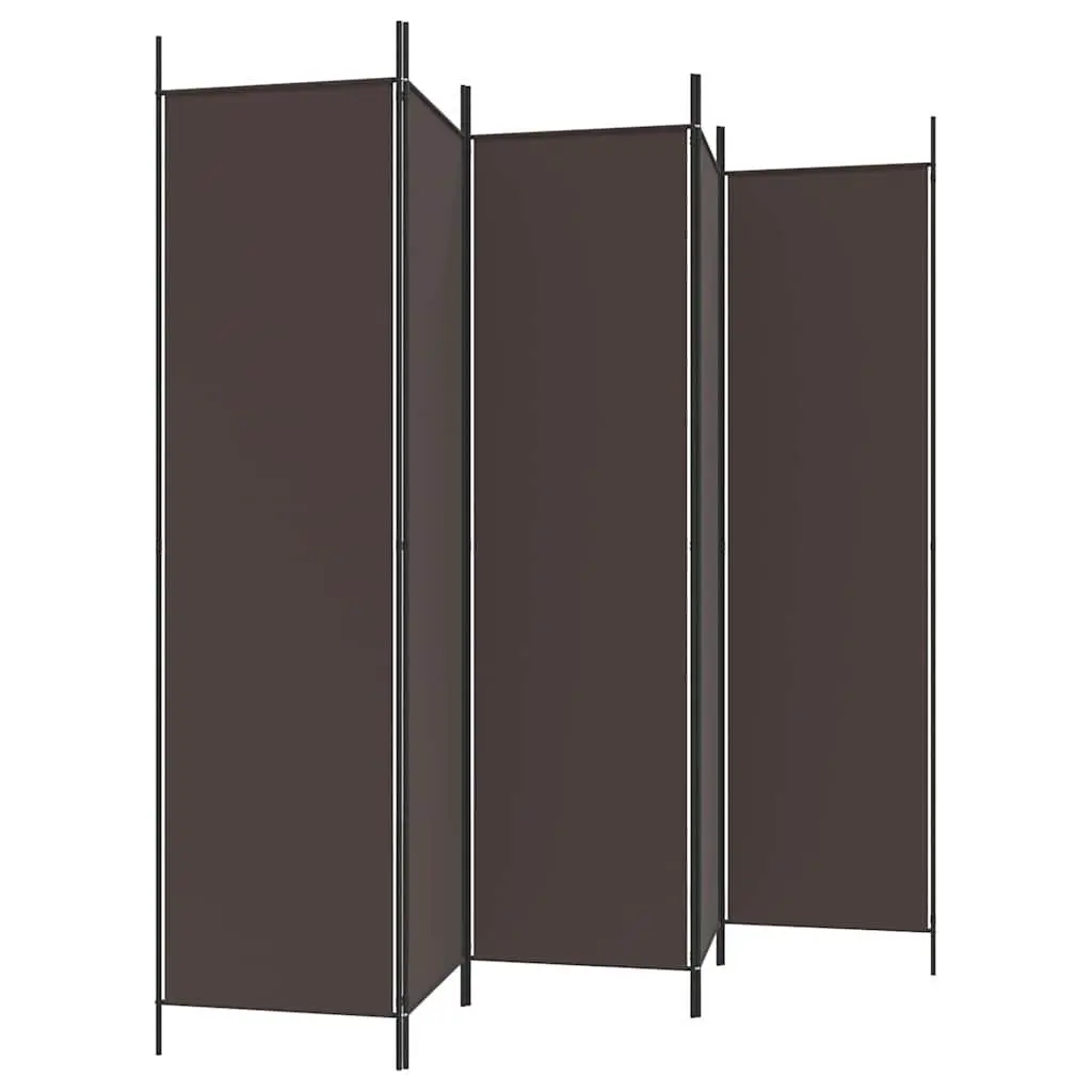 Brown 5-Panel Folding Room Divider Screen for Privacy