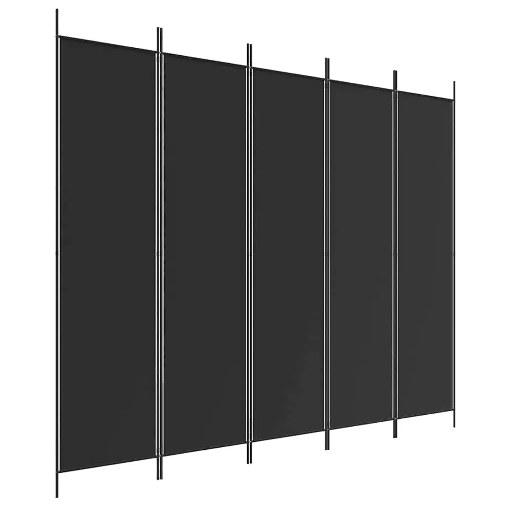 5-Panel Folding Room Divider with Sturdy Black Fabric