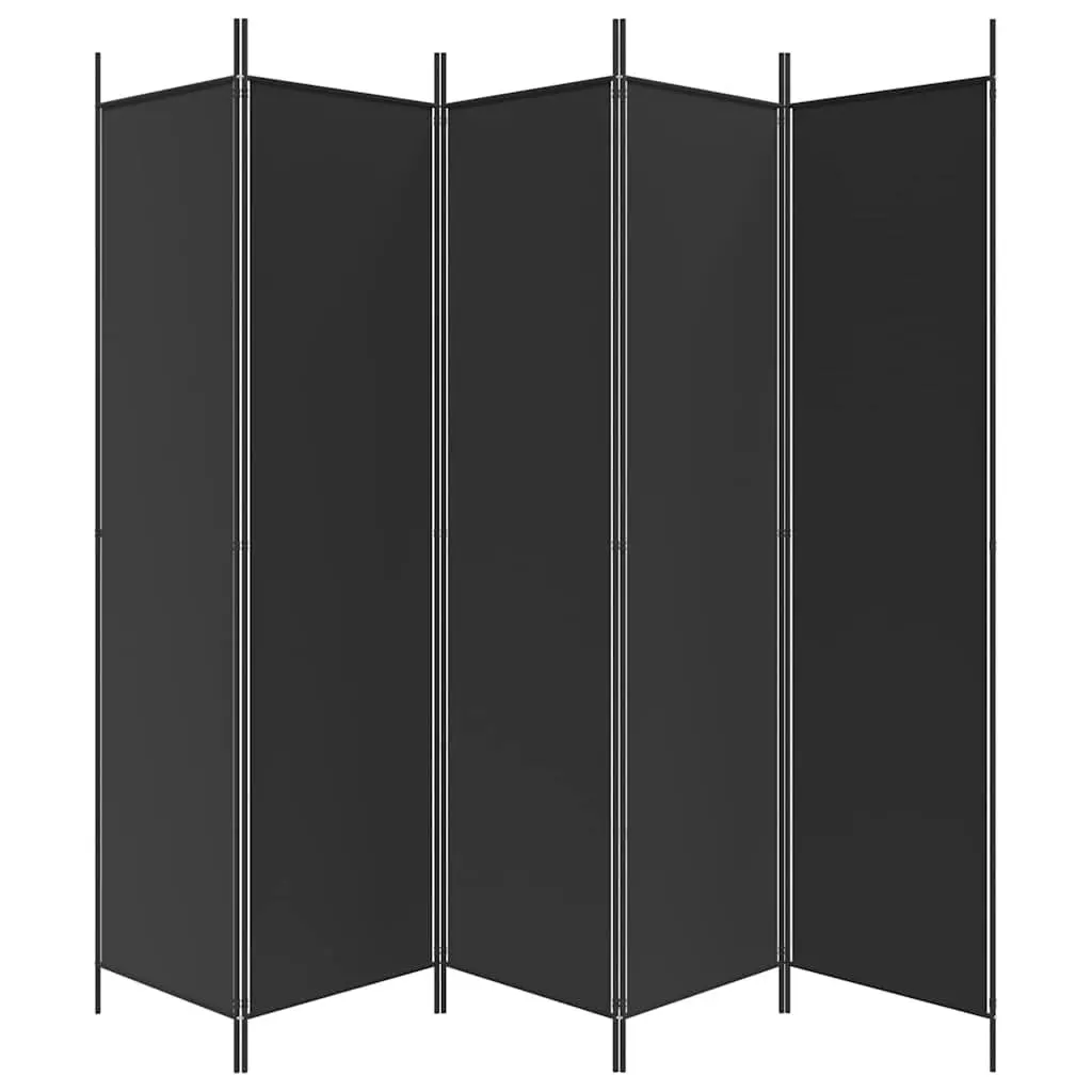 5-Panel Folding Room Divider with Sturdy Black Fabric