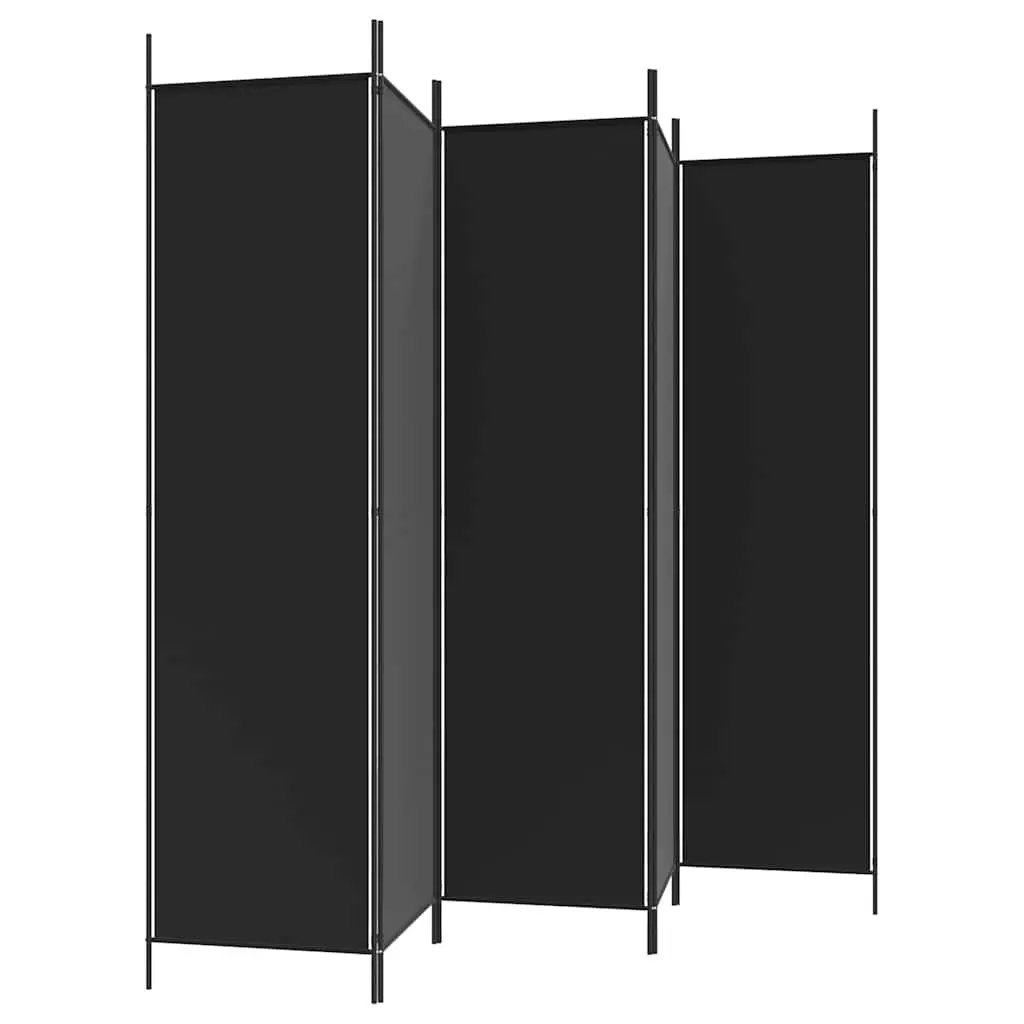 5-Panel Folding Room Divider with Sturdy Black Fabric