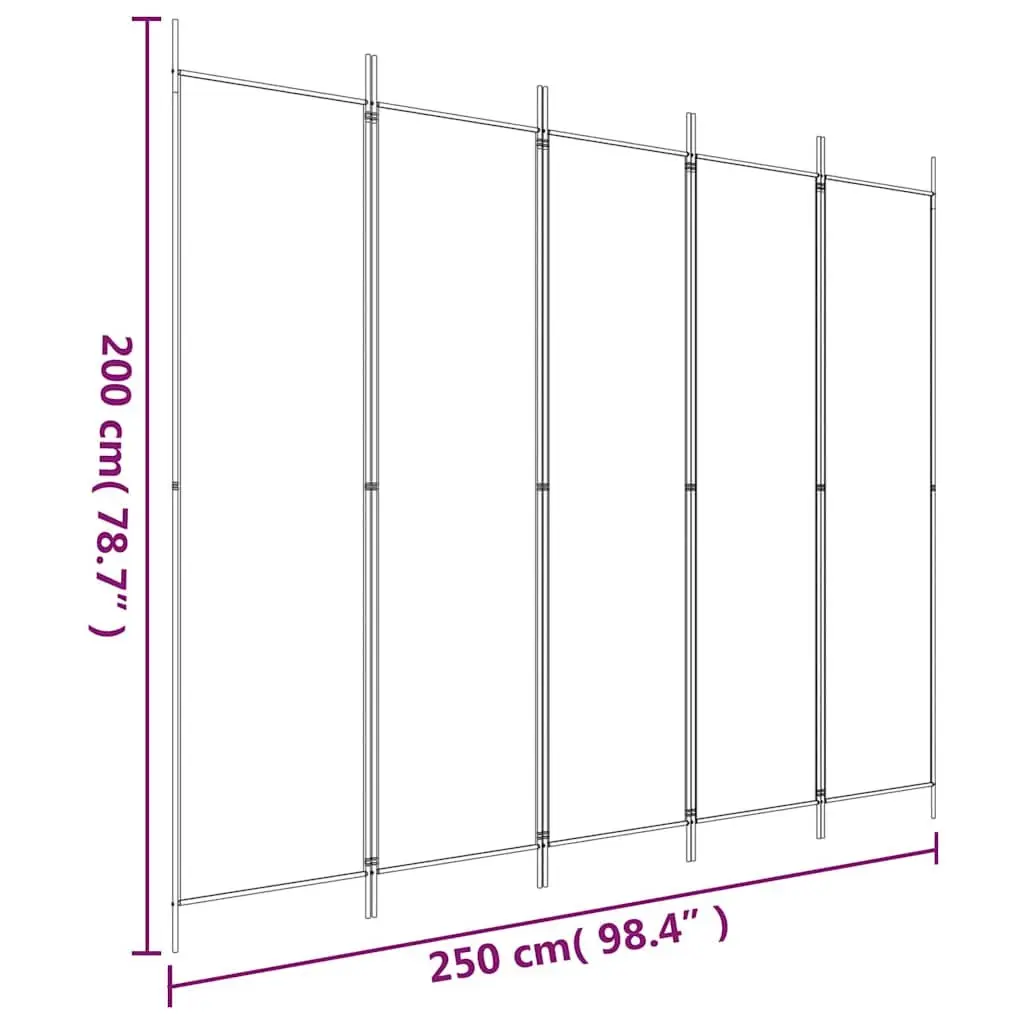 5-Panel Folding Room Divider with Sturdy Black Fabric