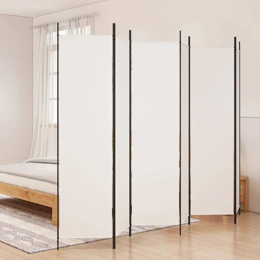 White Folding Room Divider with 6 Panels