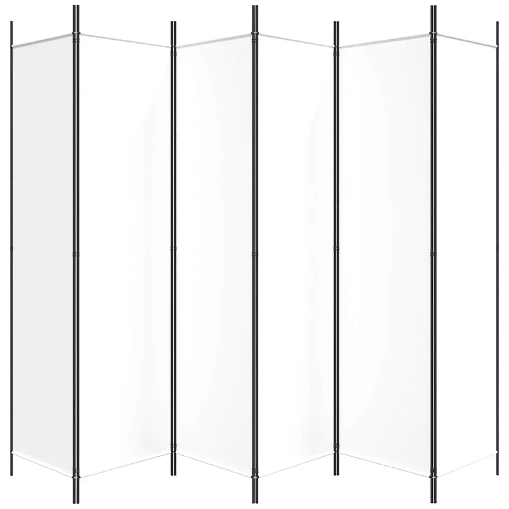 White Folding Room Divider with 6 Panels