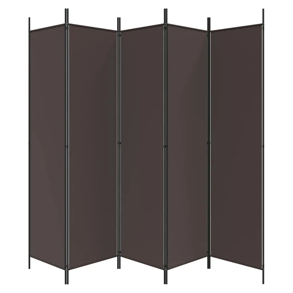 6-Panel Room Divider with Brown Fabric Finish