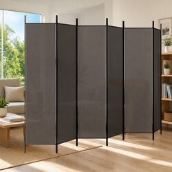 6-Panel Folding Screen in Anthracite for Stylish Spaces