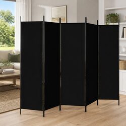 6-Panel Folding Room Divider Screen 300x200cm Black Privacy Partition