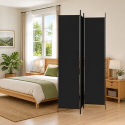 Durable 3-Panel Foldable Room Divider Screen in Black